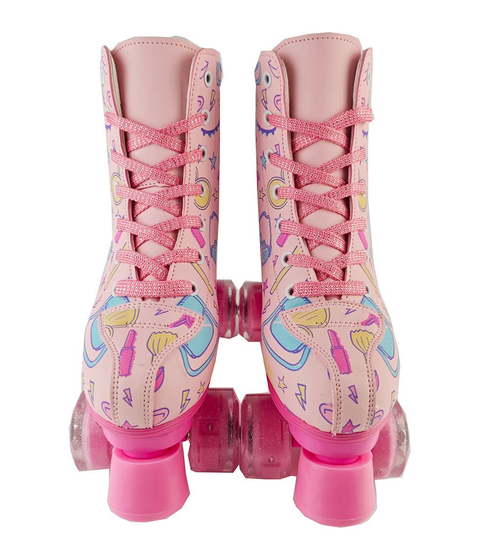 Outdoor PU leather quad roller skates for kids and girls, beginner-friendly